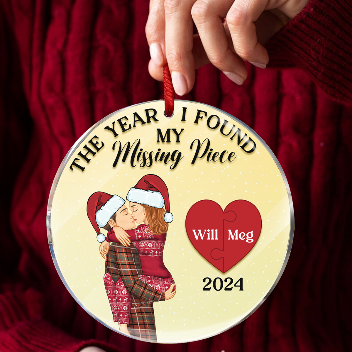 The Year I Found My Missing Piece Kissing Couples - Personalized Custom Shaped Ornament