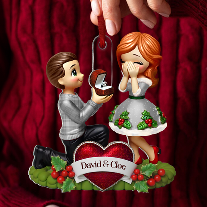 Marriage Proposal Christmas Ornament, Personalized Newly Engaged Present, She Said Yes! Ornament, Custom Just Engaged Gifts for Couples