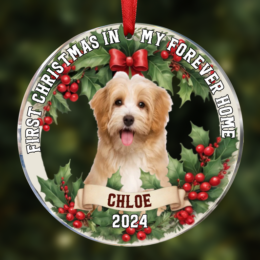 Custom Photo In My Forever Home - Personalized Circle Ornament