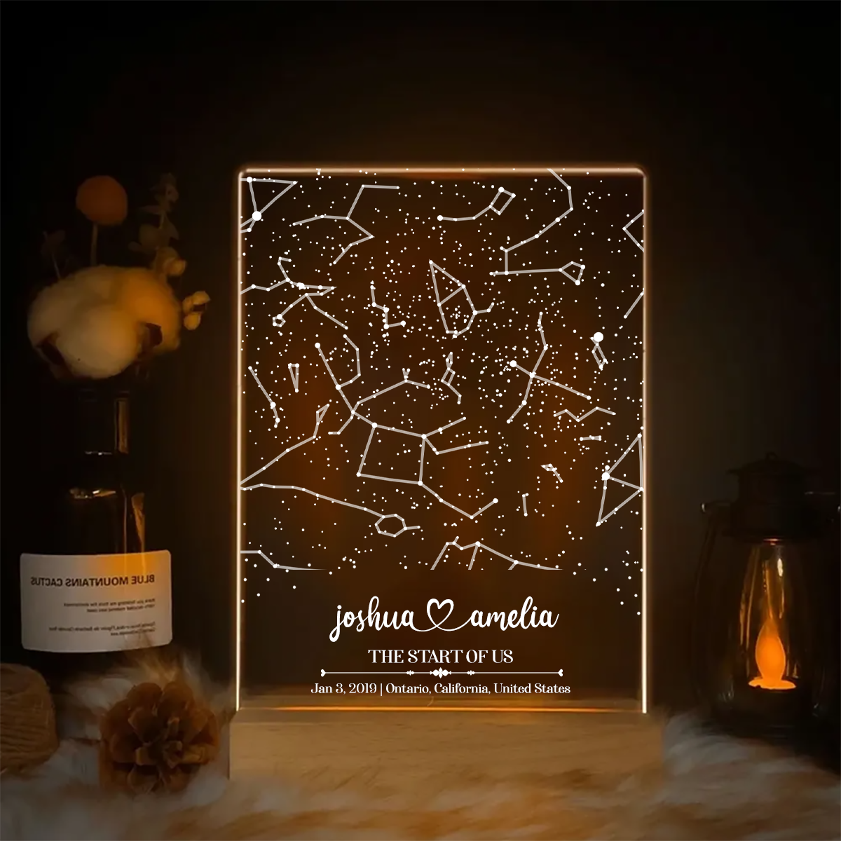 Custom Star Map by Date, Star map LED Night Light, Personalized Couple Constellation Map, Night Sky by Date, Engagement Gift for him and her