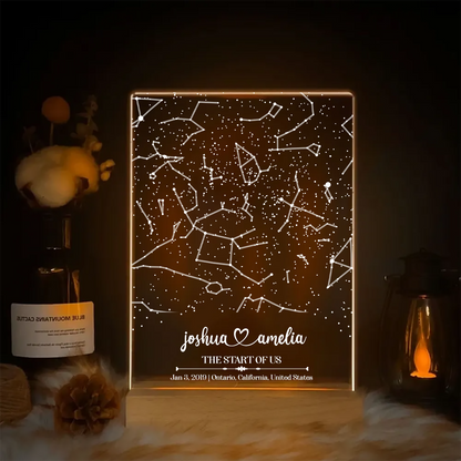 Custom Star Map by Date, Star map LED Night Light, Personalized Couple Constellation Map, Night Sky by Date, Engagement Gift for him and her
