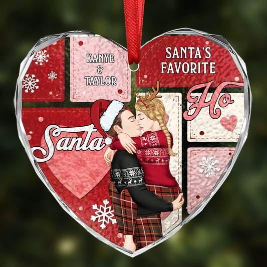 Santa's Favorite Ho - Personalized Heart Shaped Acrylic Ornament