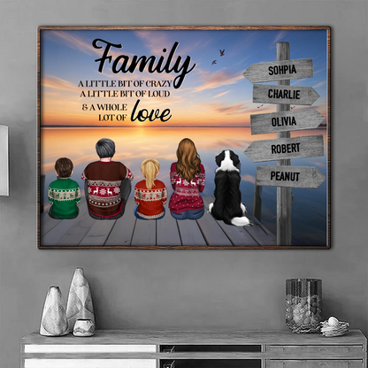 Retro Vintage Family A Little Whole Lot of Love Sign Posts Personalized Poster, Unique 2024 Christmas Gift For Family