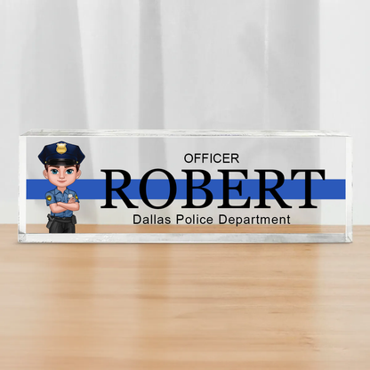 Law Enforcement Personalized Acrylic Desk Name Plate, Appreciation Gift For Police Officers, Sheriff, Deputy Sheriff