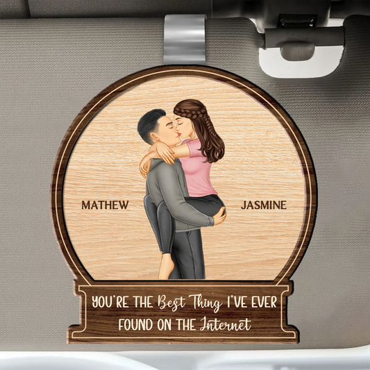 Kissing Couple Best Thing On The Internet - Personalized Custom Shaped Car Visor Clip