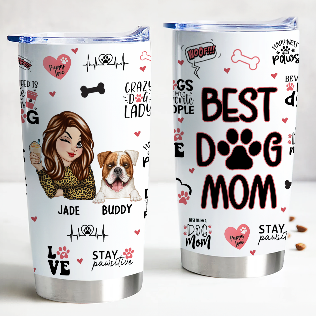 Best Dog Mom Puppy Love - Personalized Tumbler