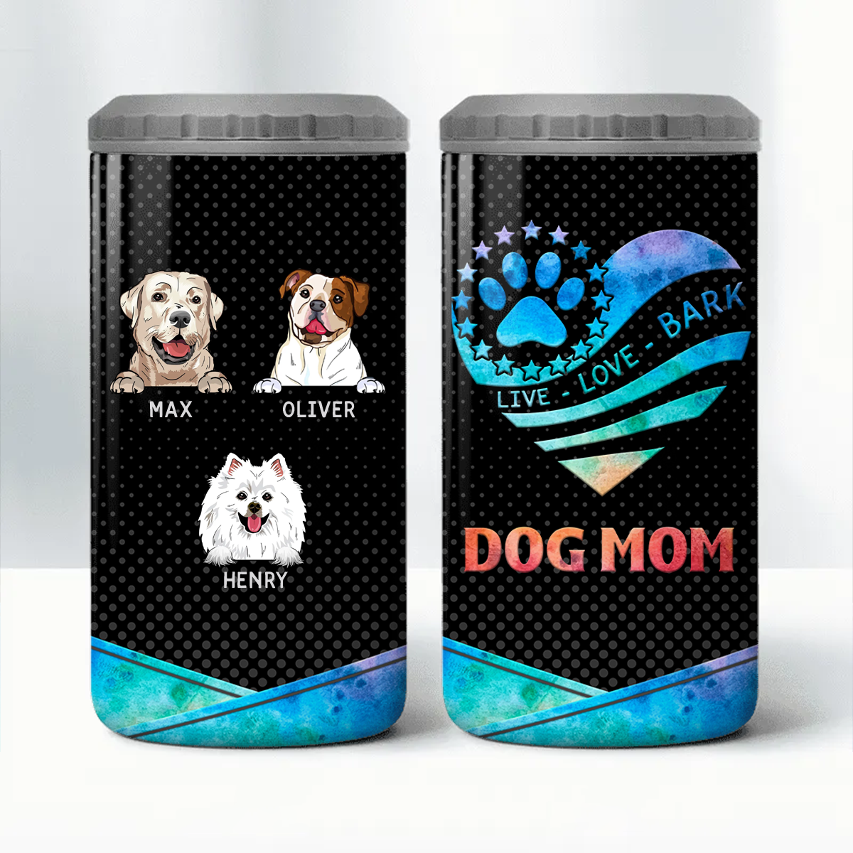 Dog Mom Galaxy Texture Multiple Use Personalized 4 In 1 Can Cooler