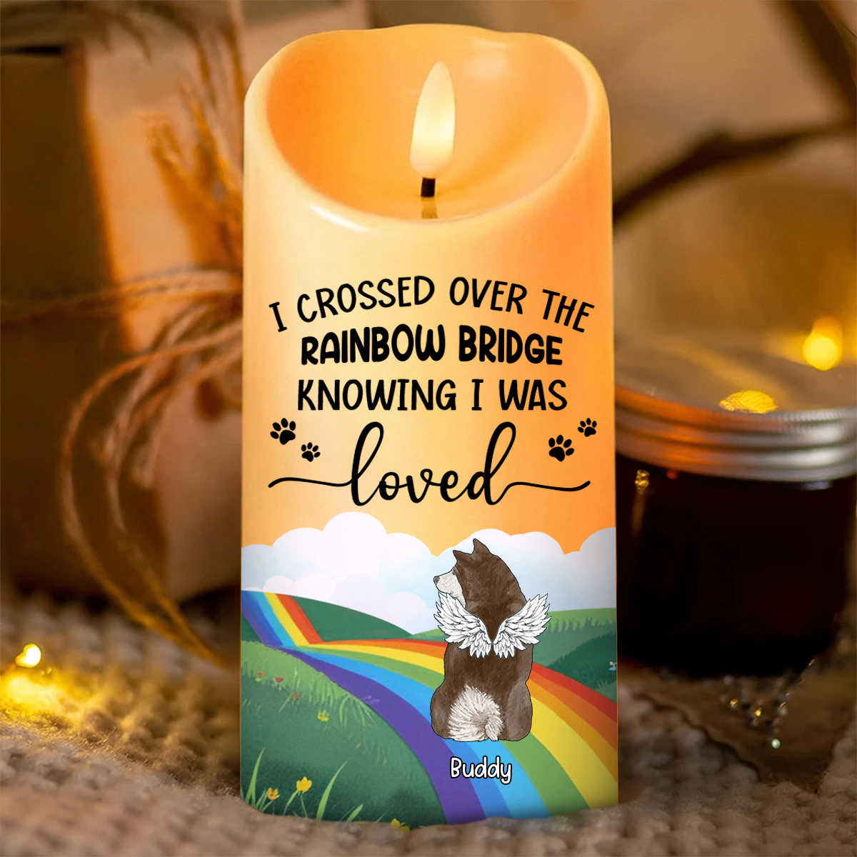 Over The Rainbow Bridge - Personalized Flameless LED Candle