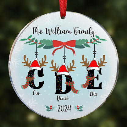 Family First Letter Name Monogram - Personalized Circle Acrylic Ornament