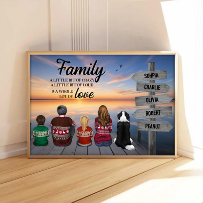 Retro Vintage Family A Little Whole Lot of Love Sign Posts Personalized Poster, Unique 2024 Christmas Gift For Family