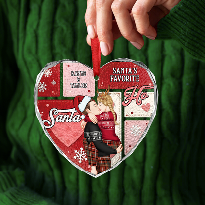 Santa's Favorite Ho - Personalized Heart Shaped Acrylic Ornament