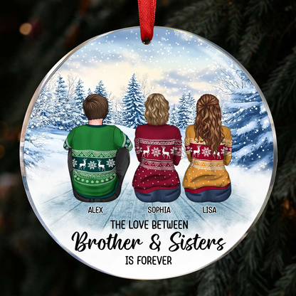 Personalized Siblings Christmas Winter Scene Ornament, Personalized Brothers and Sisters Ornament, Siblings Gift