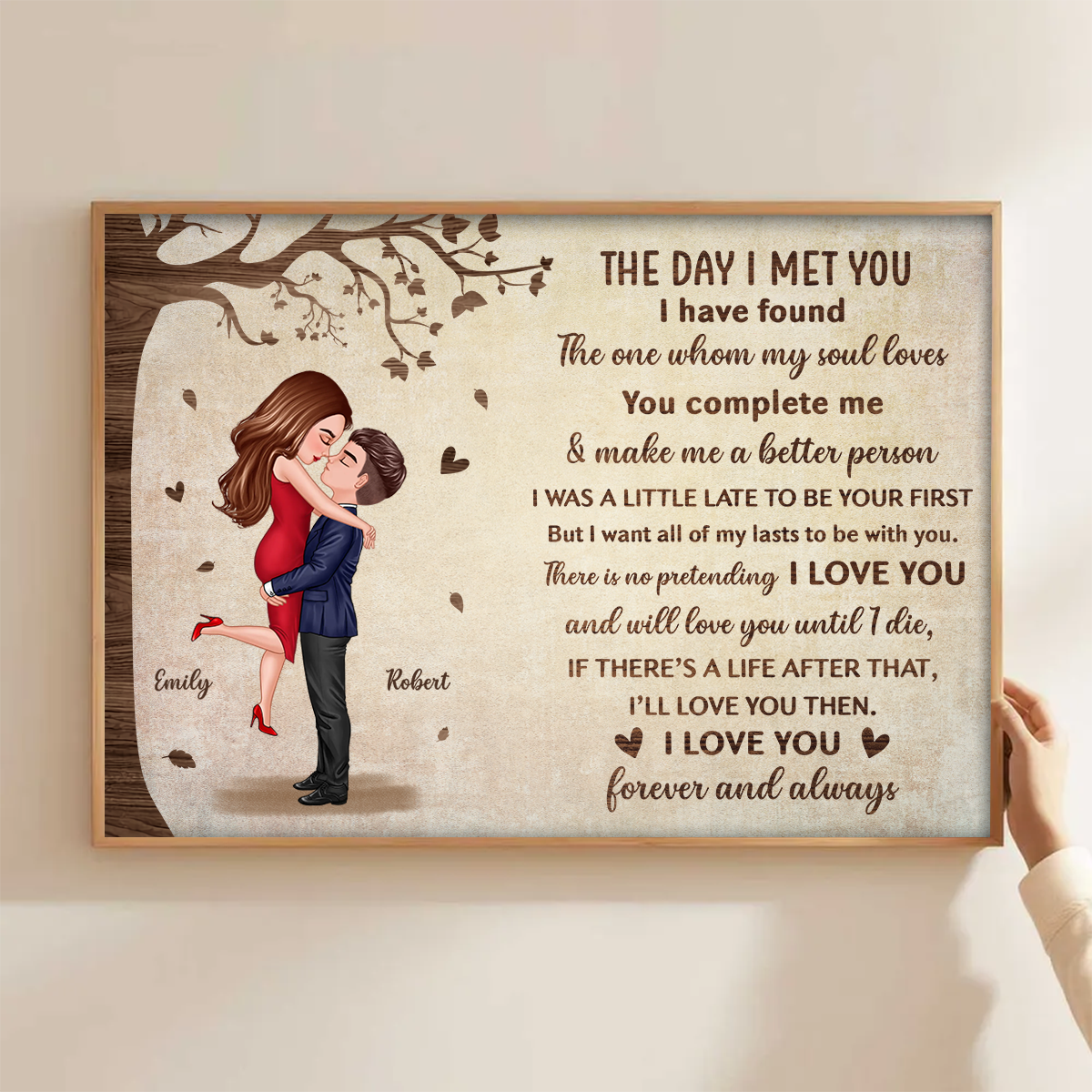 The Day I Met You Hugging Kissing Couple Personalized Poster