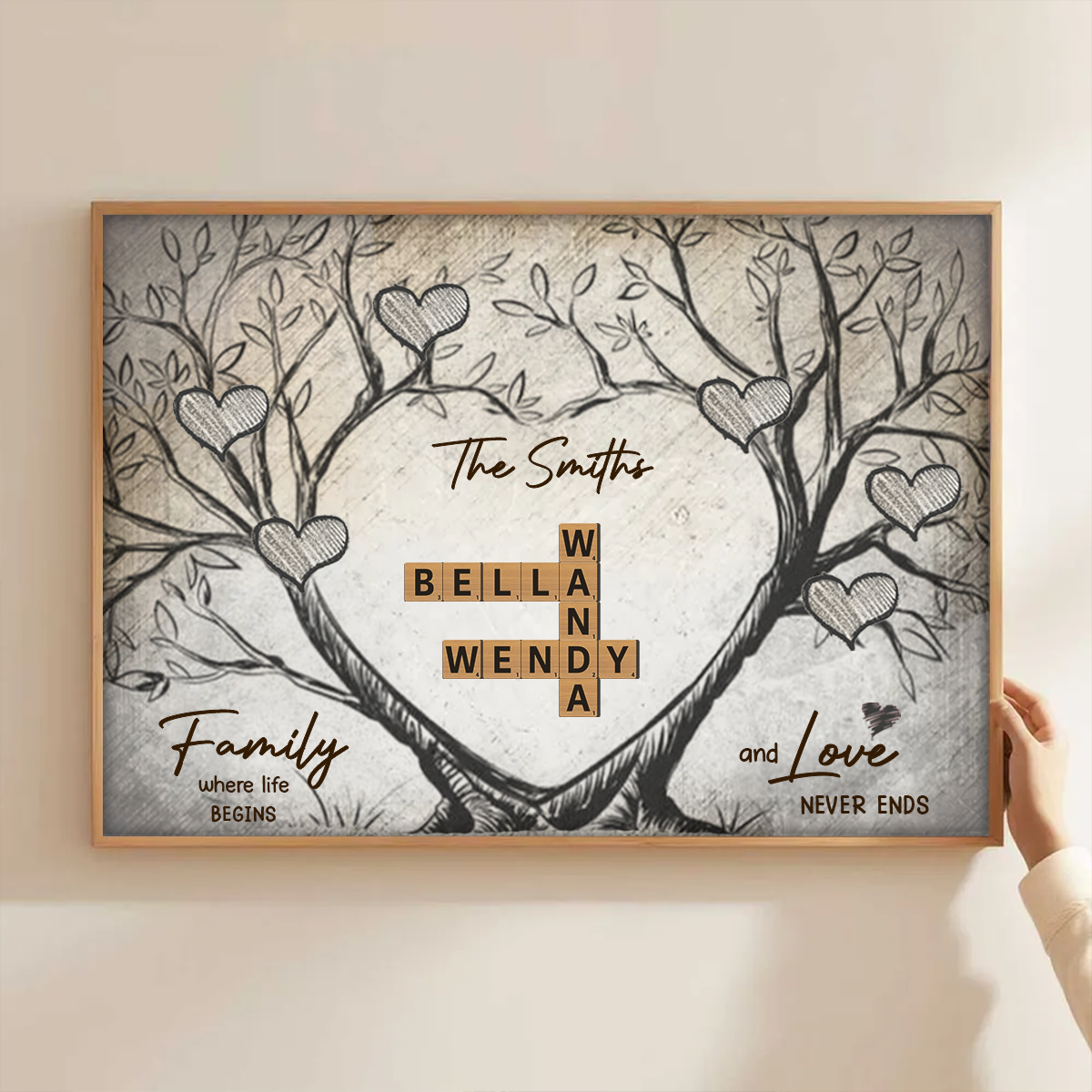 Family Heart Tree Crossword Puzzle, Captured In A Moment, Cherished For A Lifetime Personalized Poster