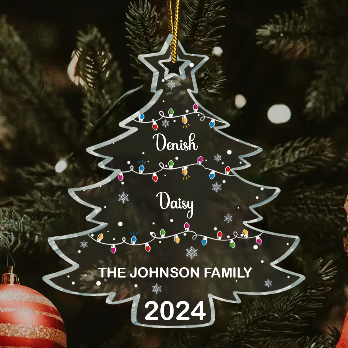 Christmas Tree Family - Personalized Custom Shaped Acrylic Ornament