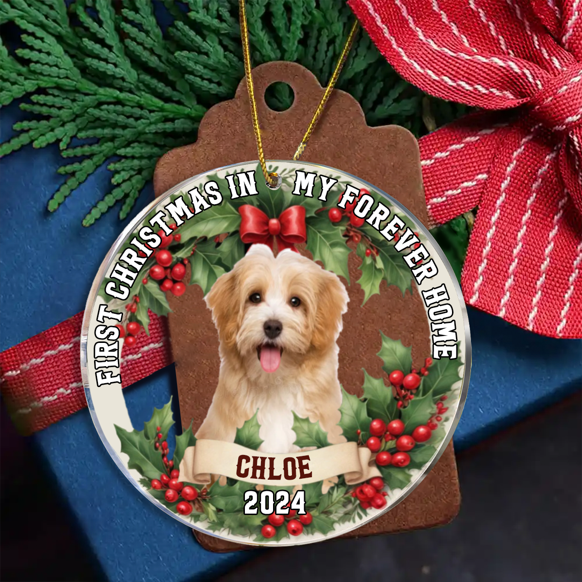 Custom Photo In My Forever Home - Personalized Circle Ornament