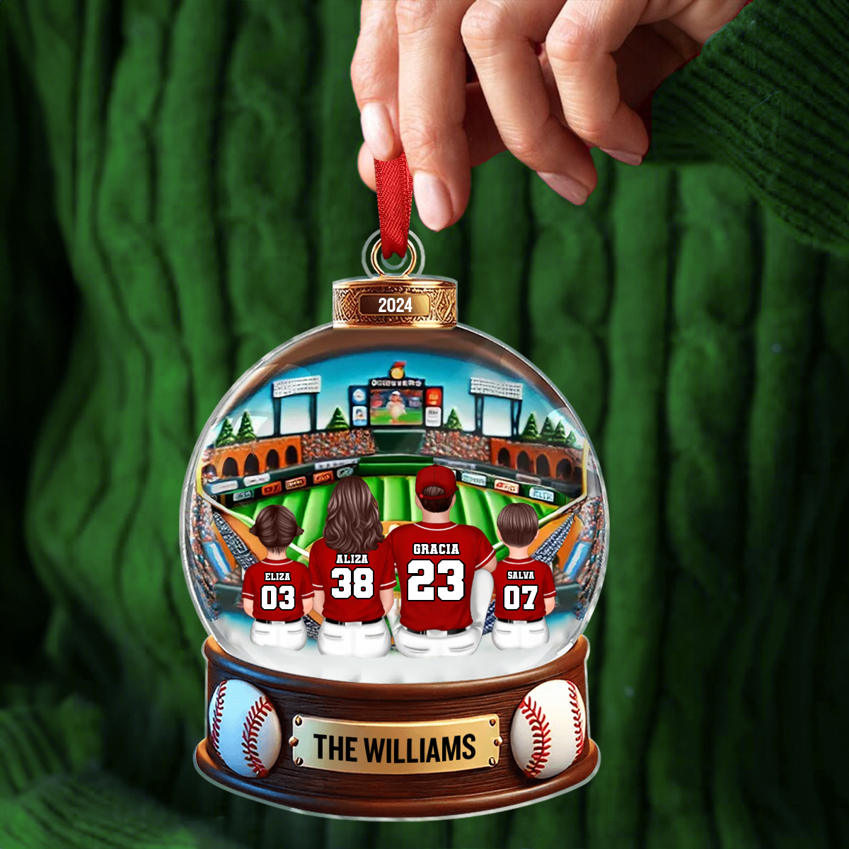 Baseball Family Watching Game Ballpark Sport Lover Personalized Acrylic Ornament