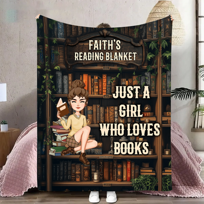 Just A Girl Boy Who Loves Books - Personalized Fleece Blanket, Sherpa Blanket