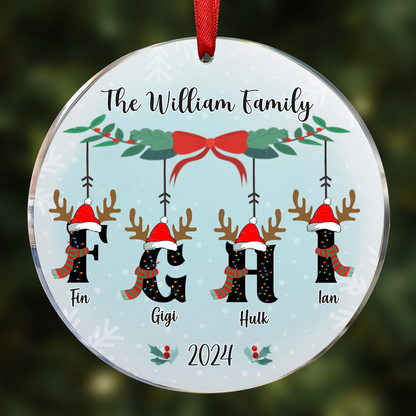 Family First Letter Name Monogram - Personalized Circle Acrylic Ornament