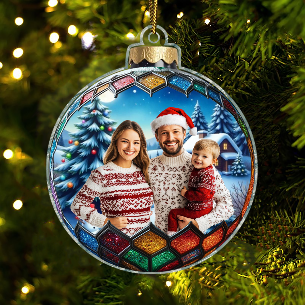 Custom Photo Christmas Good Cheer Is Found With Family - Family Personalized Custom Ornament - Acrylic Custom Shaped - Christmas Gift For Family Members