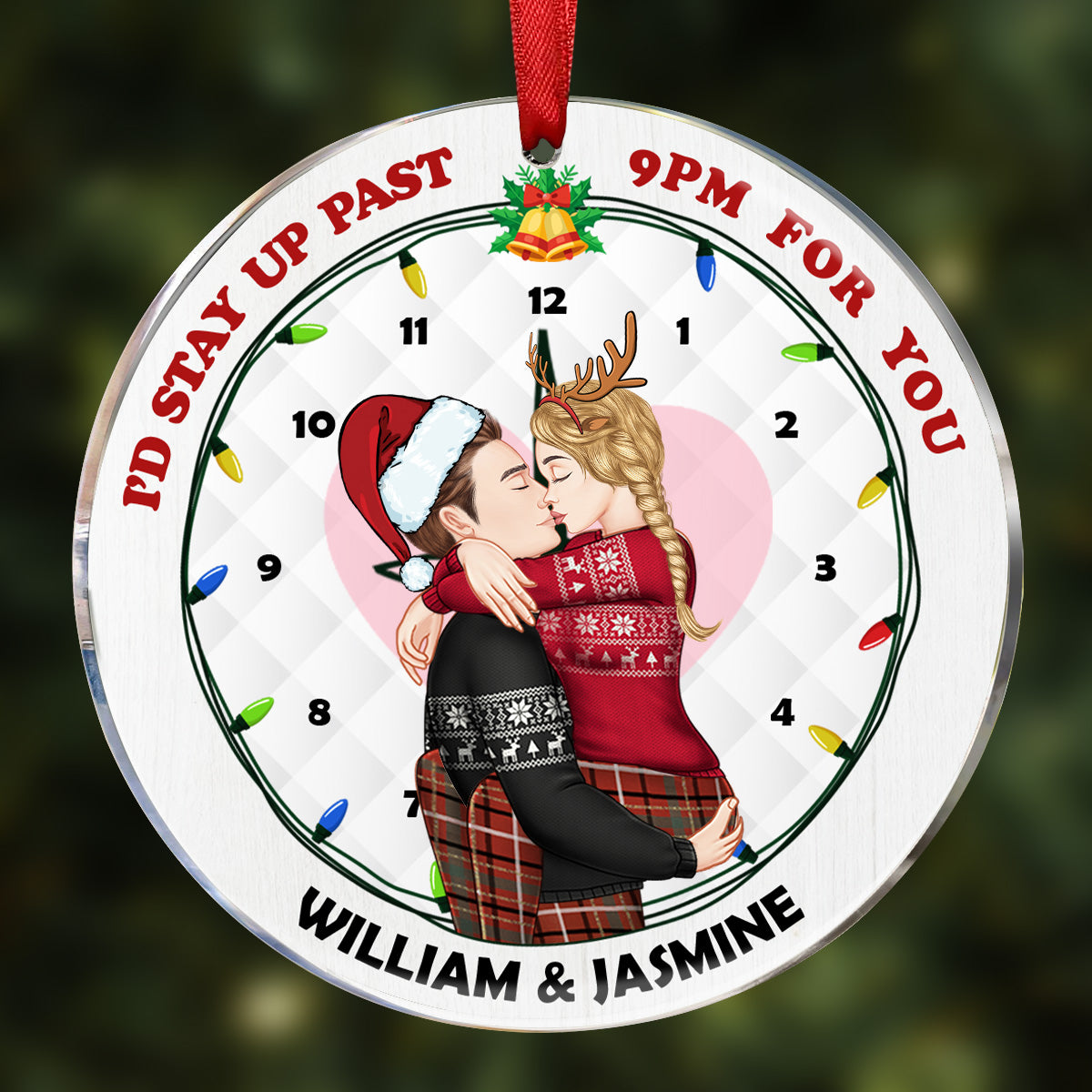 Christmas Couple I'd Stay Up Past 9pm - Personalized Circle Ornament