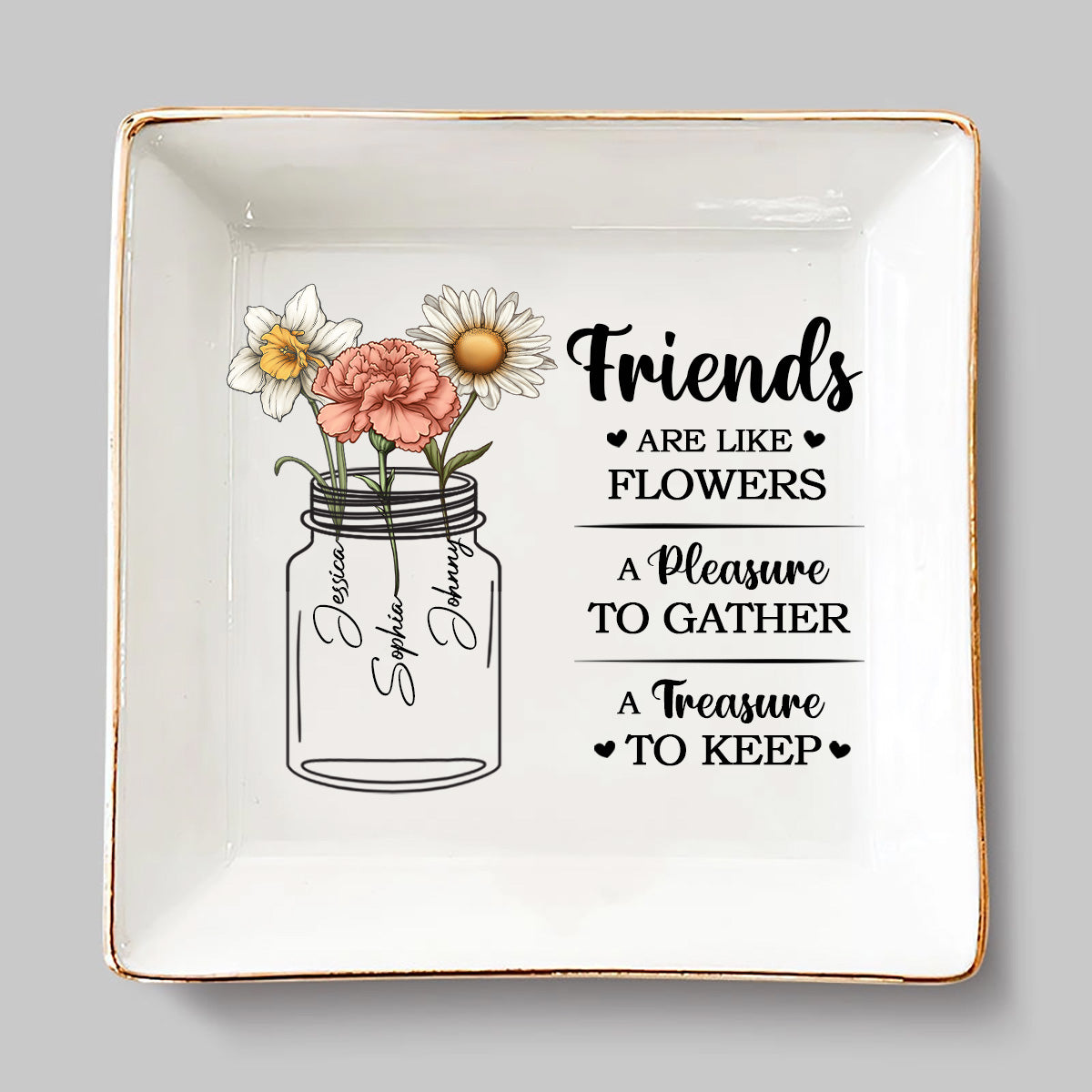 Birth Month Flowers A Treasure To Keep - Personalized Ring Dish