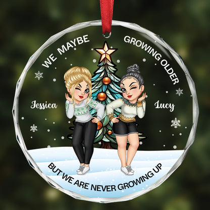 Christmas Bestie We May Be Growing Older - Personalized Circle Acrylic Ornament