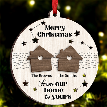 Merry Christmas From Our Home To Yours Personalized Wooden Ornament