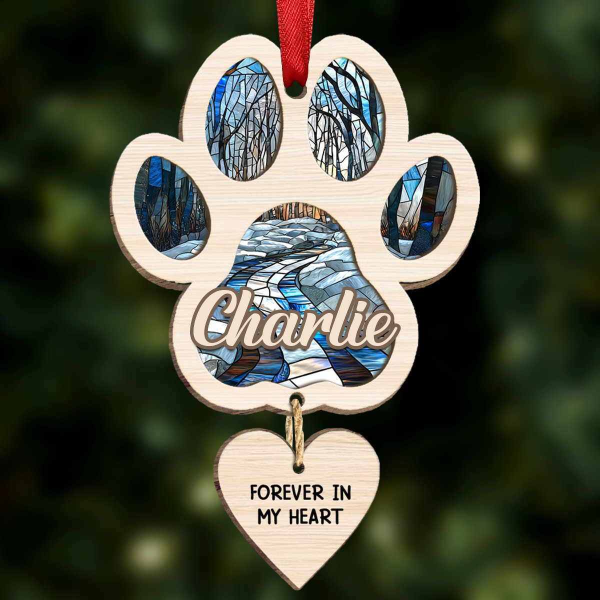 Rainbow Bridge Pet Memorial Christmas - Personalized Wooden Ornament With Wooden Tag