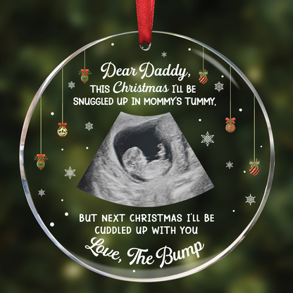 (Photo Inserted) This Christmas Baby Bump To Daddy - Personalized Ultrasound Ornament