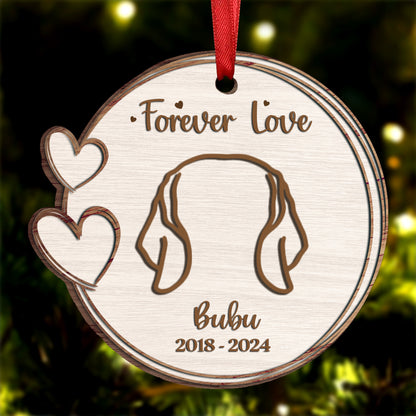 Memorial Dog Cat Line Art Forever Loved - Personalized Custom Shaped Wooden Ornament