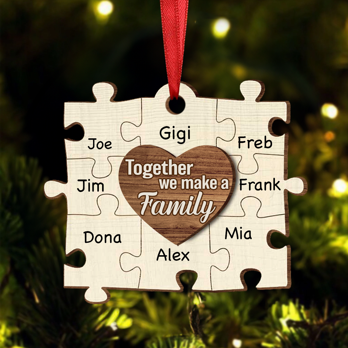 Christmas Puzzle We Make A Family - Personalized 2-Layered Wooden Ornament