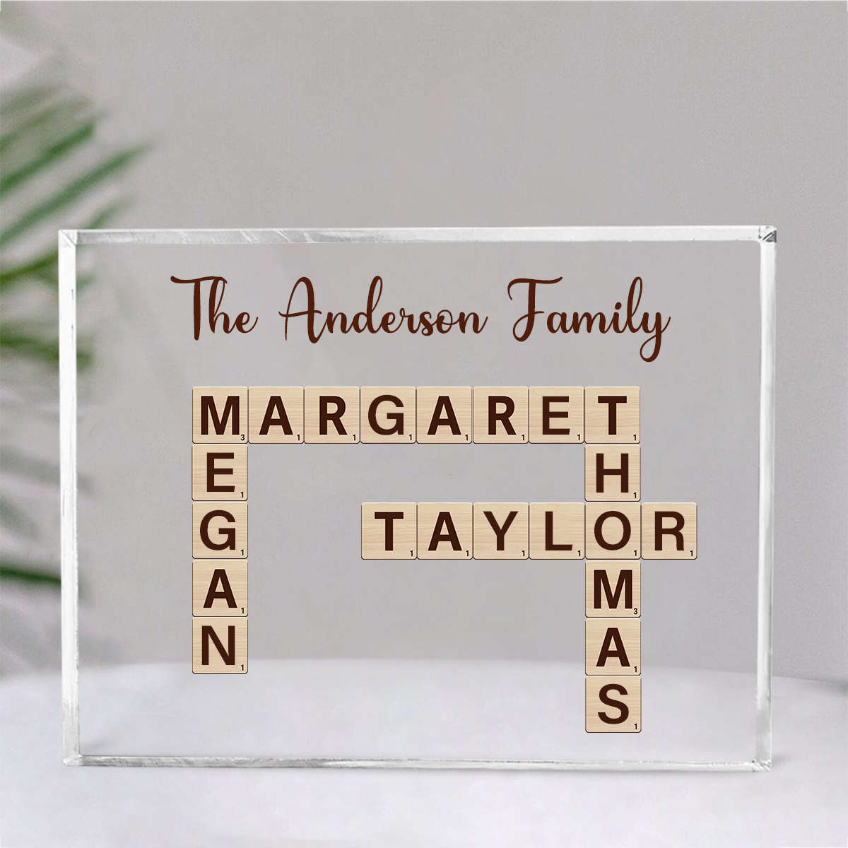 Family Crossword Art Created In A Moment Treasured Forever Personalized Horizontal Acrylic Block Plaque