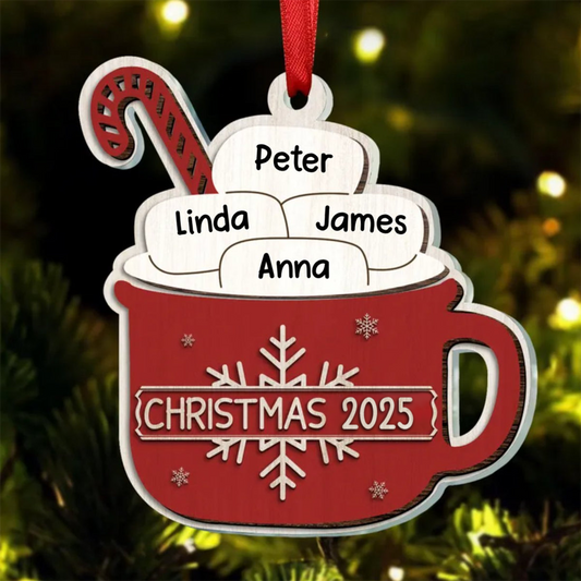 Family - Sugar Cocoa Marshmallows - Personalized Acrylic Ornament -  Gift For Family Members