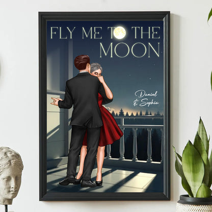 Couple Dancing In Moonlight Couple Anniversary Gift Valentine's Day Gift Personalized Poster