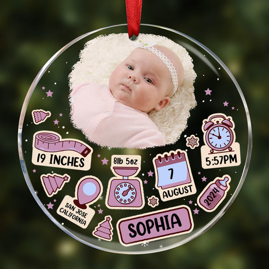 Custom Photo Baby First Christmas - Personalized Circle Acrylic Ornament