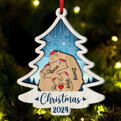 Christmas Bear Family - Personalized Acrylic Ornament