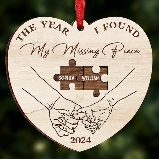 The Year I Found My Missing Piece Couples - Personalized Custom Shaped Wooden Ornament