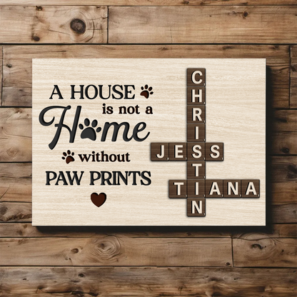 Pet Lover Home Decor Home With Paw Prints Crossword Puzzle Art Personalized Poster