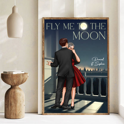 Couple Dancing In Moonlight Couple Anniversary Gift Valentine's Day Gift Personalized Poster