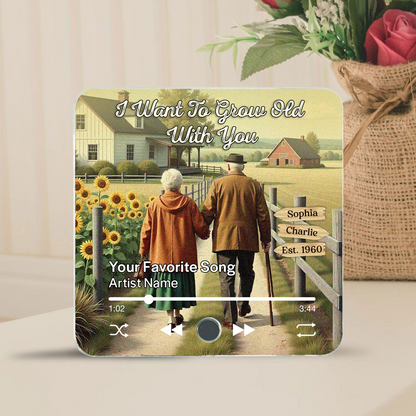 Eternal Love Couple Growing Old Together Personalized Music Fridge Magnet, Heartfelt 2025 Valentine's Day Gift, Anniversary Gift For Couple, For Him, For Her, Husband, Wife