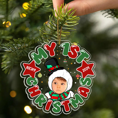 Custom Photo My First Christmas - Personalized Custom Shaped Acrylic Ornament