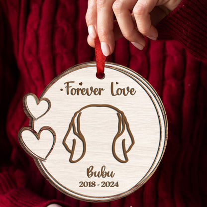 Memorial Dog Cat Line Art Forever Loved - Personalized Custom Shaped Wooden Ornament