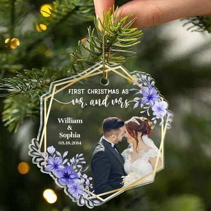 Custom Photo First Christmas Married - Personalized Custom Shaped Acrylic Ornament