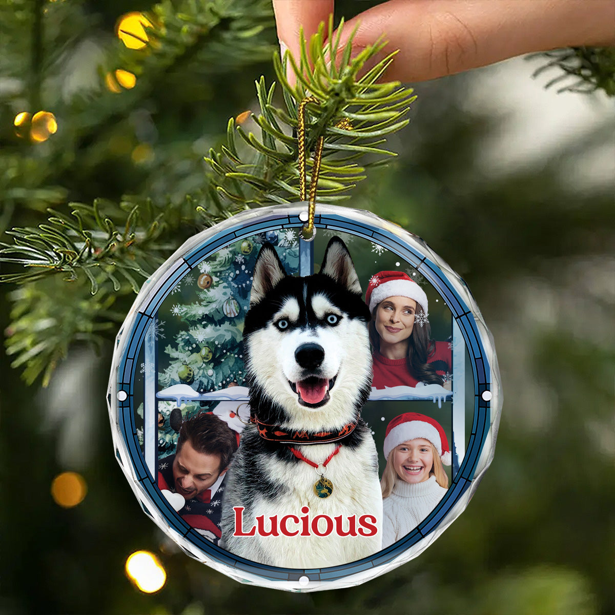 Custom Photo Pet Face Purry And Bright - Personalized Circle Acrylic Ornament