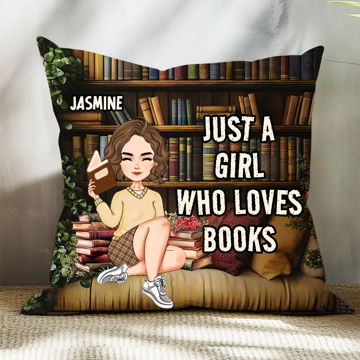 Just A Girl Boy Who Loves Books - Personalized Pillow