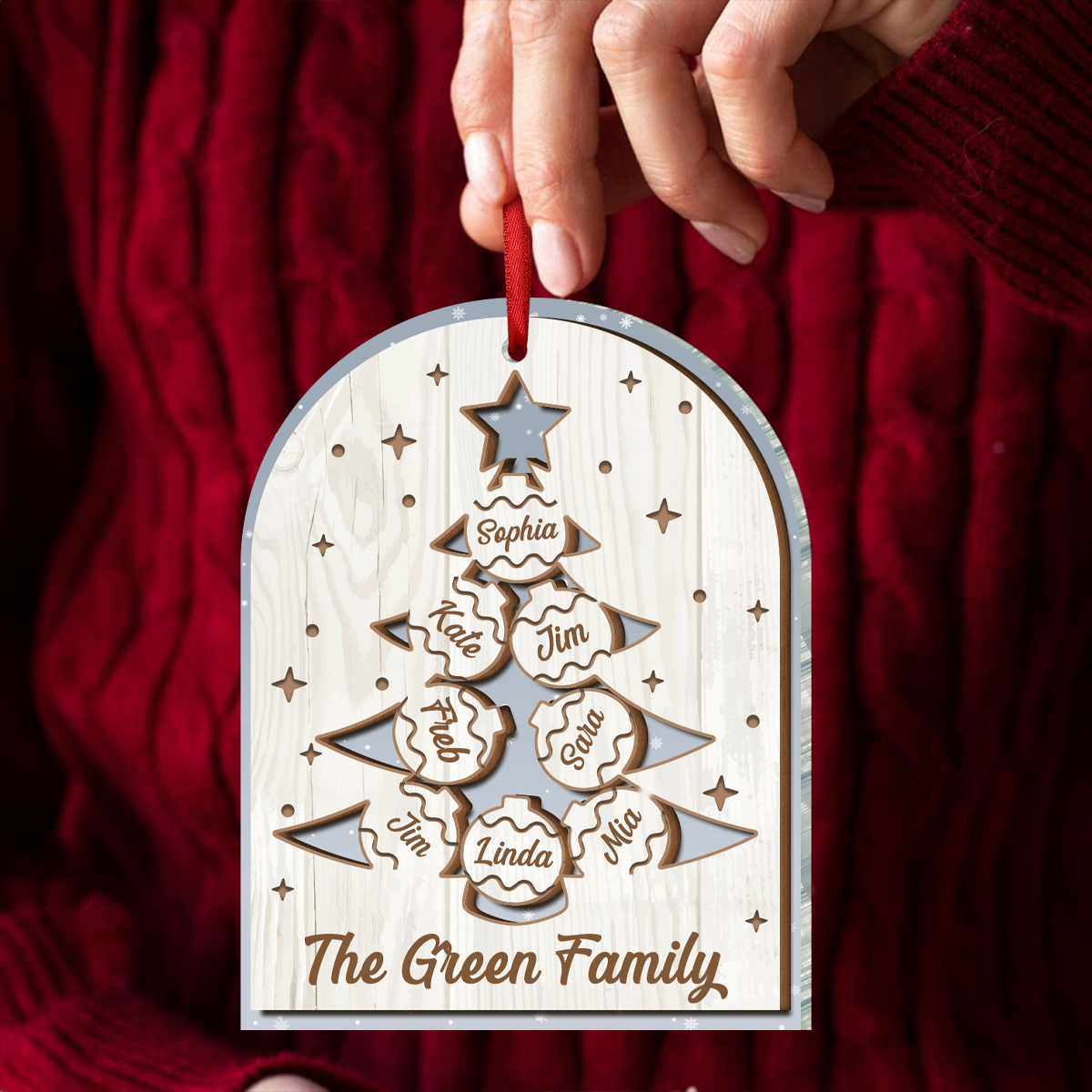 Christmas Family Tree - Personalized Mirror Ornament