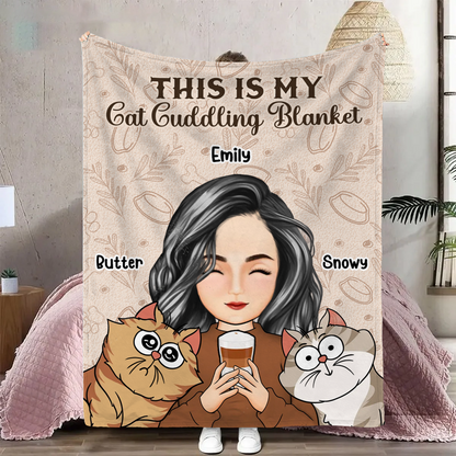 My Cat Dog Cuddling Blanket Peeking - Personalized Fleece Blanket