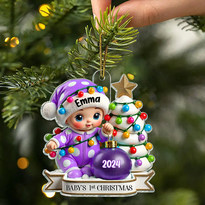 Baby First Christmas 3D Effect Personalized Acrylic Ornament, Baby Boy Girl Gift for Couples, New Parents Keepsake, Gift for Newborn