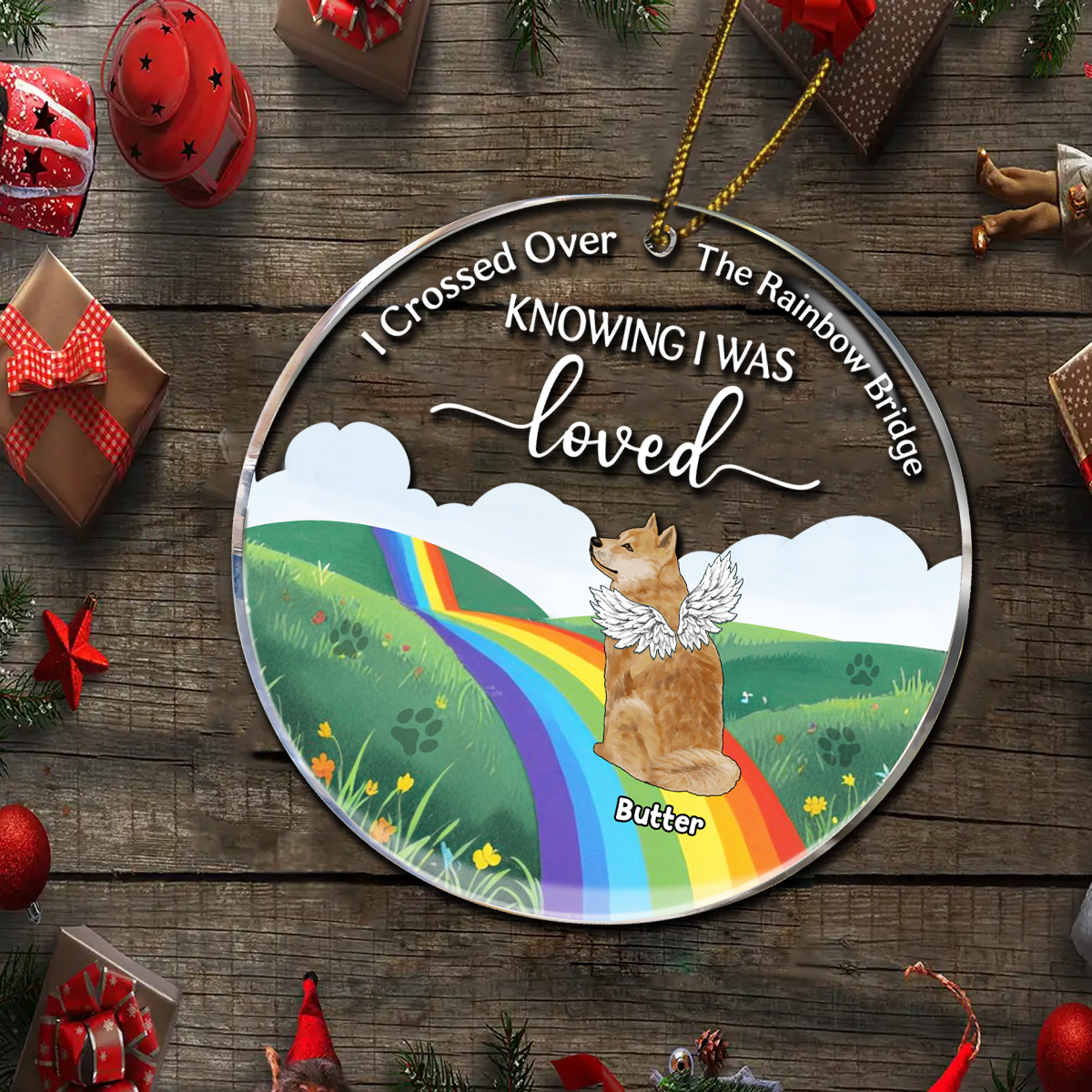 Over The Rainbow Bridge - Personalized Circle Acrylic Ornament